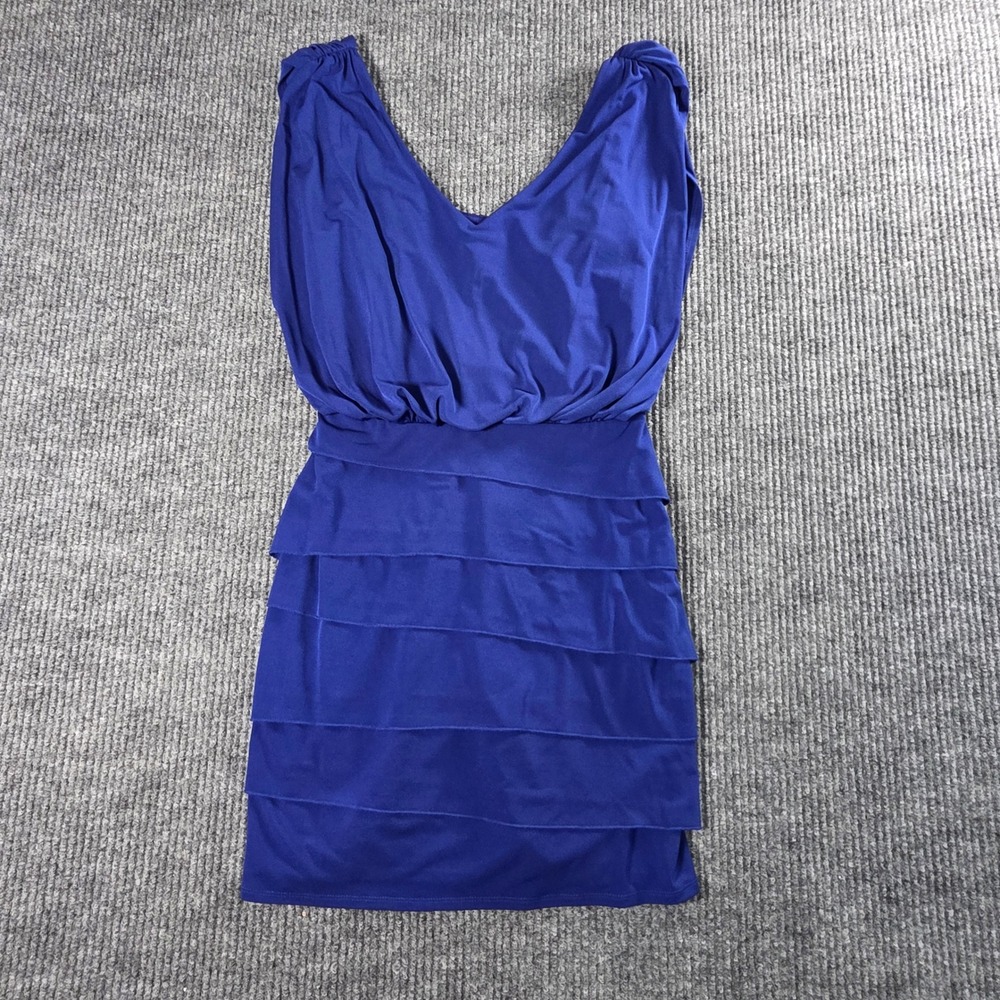 Laundry by Shelli Segal Royal Blue Tiered Ruffle V-Neck Mini Cocktail Dress 4